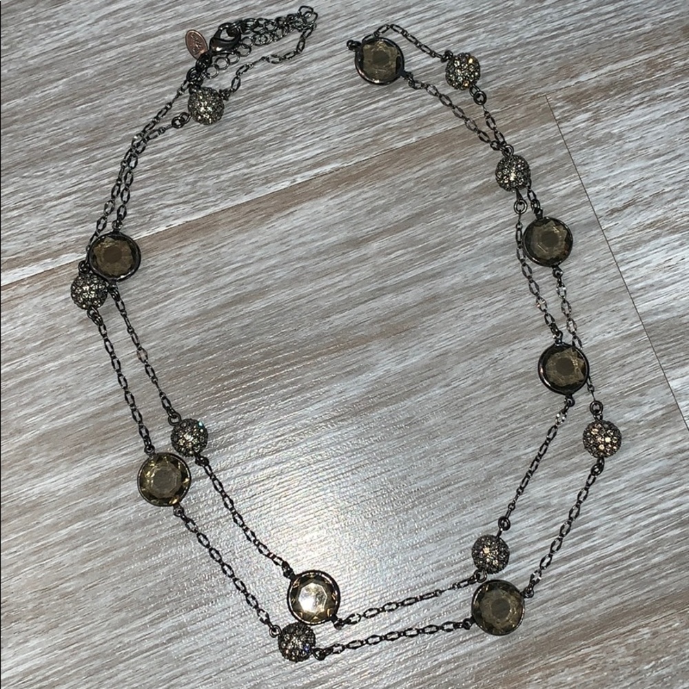 Lia Sophia necklace smoke crystal and CZ spheres